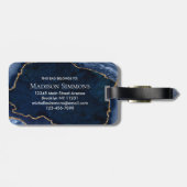 Moderne marinemonogram blauw goud geode Girly Bagagelabel (Achterkant horizontaal)