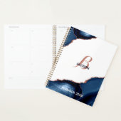 Moderne marinemonogram goudmage Roos Planner (Display)