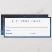 Moderne marinesblauwe business cadeaubon (Voorkant / Achterkant)