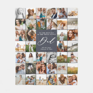 Moderne marinesblauwe multi-fotoscriptgift fleece deken