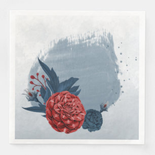 moderne marineslag en bruinbloemen bruiloft servet