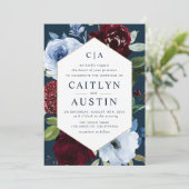 moderne marinesolfbloemen bruiloft kaart (Staand voorkant)