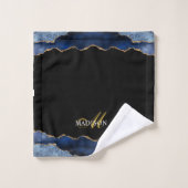 Moderne marinesonroge goudglitter geode monogram bad handdoek (Wasdoekje)