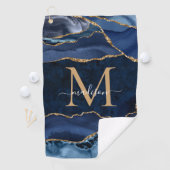 Moderne marinesonroge goudglitter geode monogram golfhanddoek (Insitu)