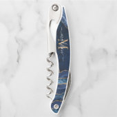 Moderne marinesonroge goudglitter geode monogram kurkentrekker (Voorkant)