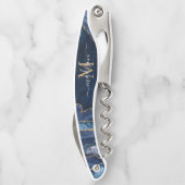 Moderne marinesonroge goudglitter geode monogram kurkentrekker (Achterkant)