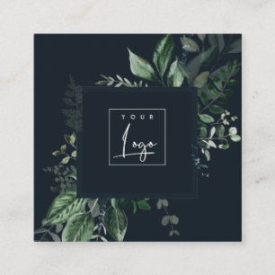 Moderne marinevaarde groene leafy tropische olievl vierkante visitekaartje