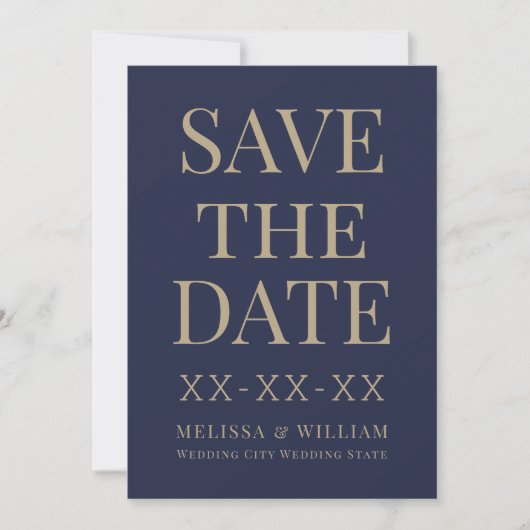 Moderne marineverbinding save the date (Voorkant)