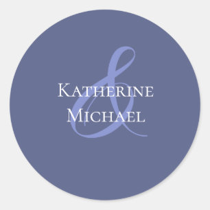 Moderne Marlin Blauw en Wit Bruiloft- Ronde Sticker