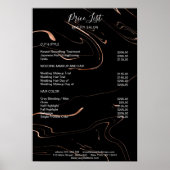 Moderne marmer Black Rosegold Pricelist Poster (Voorkant)
