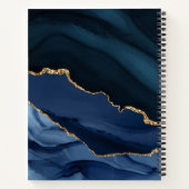 Moderne marmer Blue Gold Glitter Monogram Notitieboek (Achterkant)