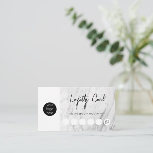 Moderne marmer Business Logo QR Code Loyalty Visitekaartje (Staand voorkant)