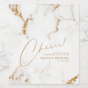 Moderne marmer Cheers Dusty Gold ID816 Wijn Etiket