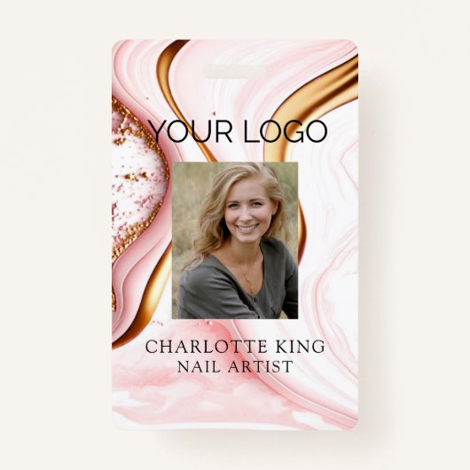 Moderne marmer Employee Photo ID Badge (Voorkant)