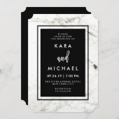 Moderne marmer en Black Wedding Kaart (Voorkant / Achterkant)