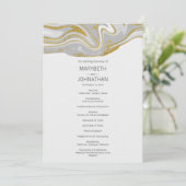 Moderne marmer- en Gold Wedding-kaart Programma (Staand voorkant)