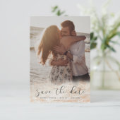 Moderne marmer Fade in Beige Copper Custom Photo Save The Date (Staand voorkant)