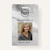 Moderne marmer Glitter Employee Photo ID Badge (Voorkant)