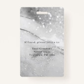 Moderne marmer Glitter Employee Photo ID Badge (Achterkant)