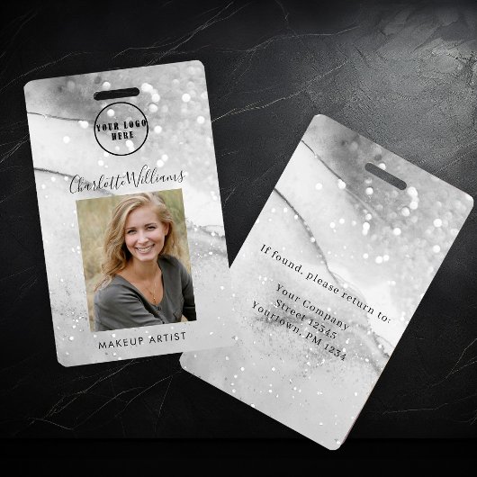 Moderne marmer Glitter Employee Photo ID Badge