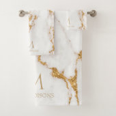 Moderne marmer Glitter Monogram Gold ID816 Bad Handdoek (Insitu)