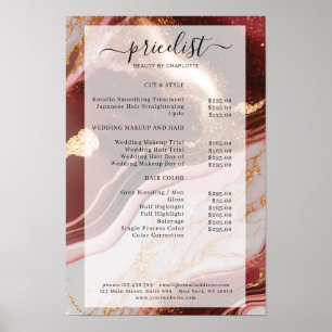 Moderne Marmer Glitter Salon Prijslijst Poster