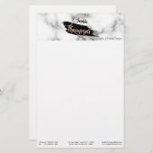 Moderne Marmer Paint Stroke Glitter Name Briefpapier (Voorkant / Achterkant)