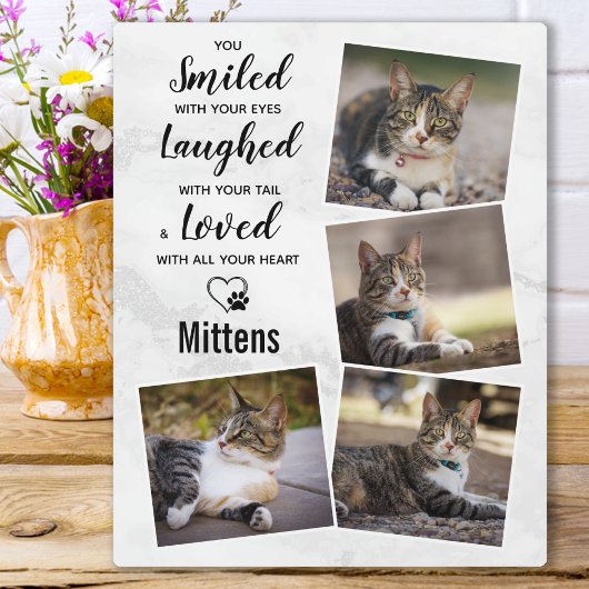 Moderne marmer Pet Loss Keepomwille Cat Memorial Fotoplaat