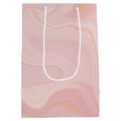 Moderne marmer Pink Gold Glitter Achtergrond Medium Cadeauzakje (Achterkant)