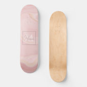 Moderne marmer Pink Gold Glitter Achtergrond Skateboard (Voorkant)