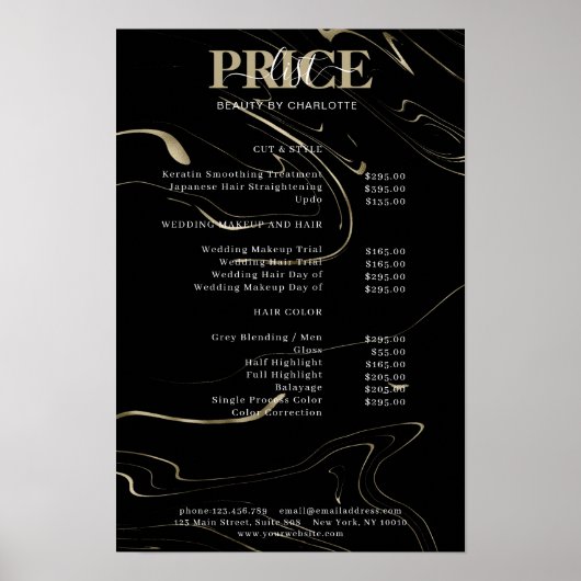Moderne Marmer Prijslijst Poster (Voorkant)