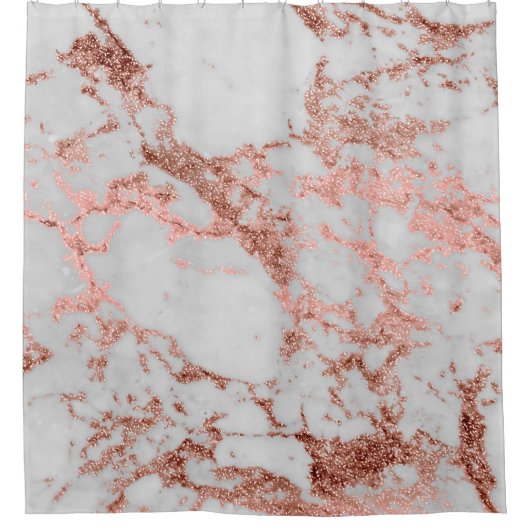 Moderne marmer Roos Gold Glitter Douchegordijn (Voorkant)