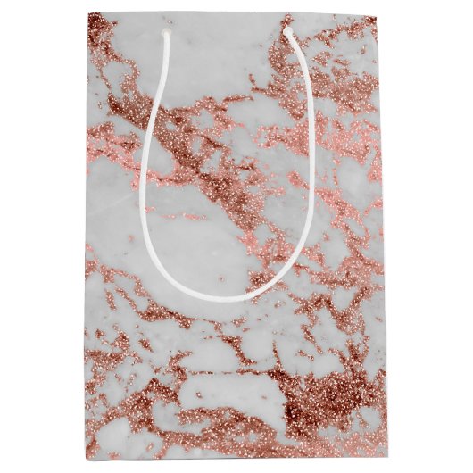 Moderne marmer Roos Gold Glitter Medium Cadeauzakje (Voorkant)