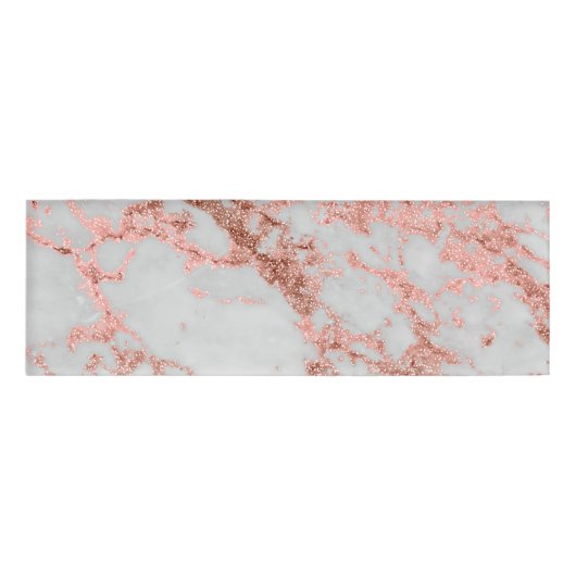 Moderne marmer Roos Gold Glitter Naambadge (Voorkant)