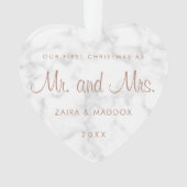 Moderne marmer Roos Gold onze eerste kerst Ornament (voorkant)