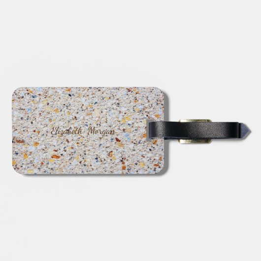 Moderne marmer Stone Texture, monogram-persoonlijk Bagagelabel (Achterkant horizontaal)