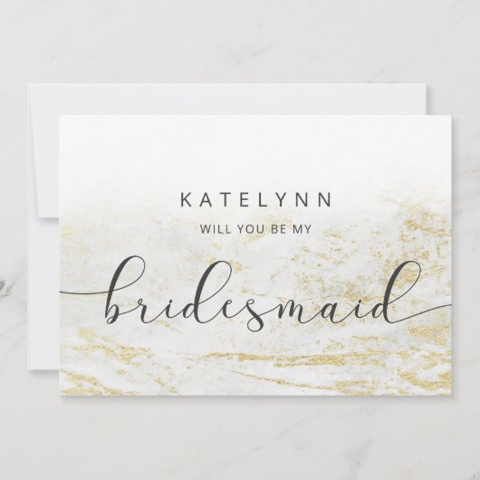 Moderne marmer White Bridesmaid proposal Kaart (Voorkant)