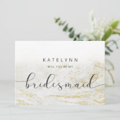Moderne marmer White Bridesmaid proposal Kaart (Staand voorkant)