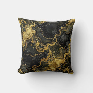 Moderne Marmer Zwart + Goud Luxe Kussen