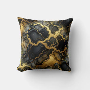 Moderne Marmer Zwart + Goud Luxe Kussen