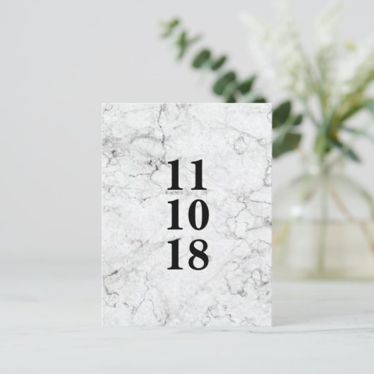 Moderne marmerbruiloft, behalve het date briefkaar aankondigingskaart (Staand voorkant)