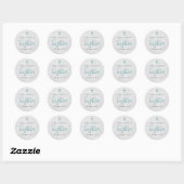 Moderne marmeren blauwe doopsticker ronde sticker (Vel)