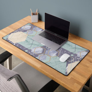 Moderne Marmeren Geometrische Hexagon Patroon Desk Bureaumat