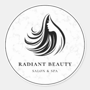 Moderne Marmeren Haarsalon Spa Logo Ronde Sticker