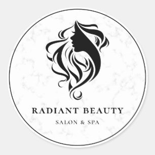 Moderne Marmeren Haarsalon Spa Logo Ronde Sticker