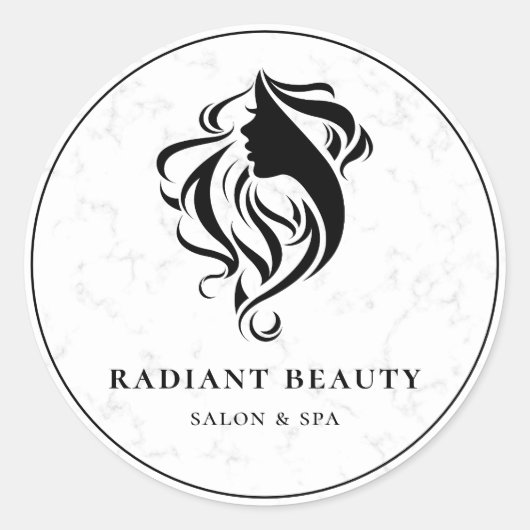 Moderne Marmeren Haarsalon Spa Logo Ronde Sticker (Voorkant)