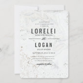 Moderne Marmeren Huwelijksuitnodiging | Zwart Kaart (Voorkant)