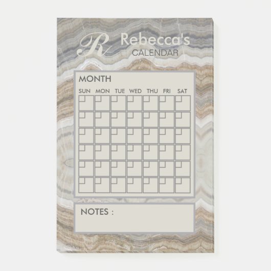 Moderne Marmeren Maandelijkse Persoonlijke Planner Post-it® Notes (Voorkant)