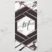 Moderne Marmeren Roos Gouden Trim Hexagon Programm Programma (Achterkant)