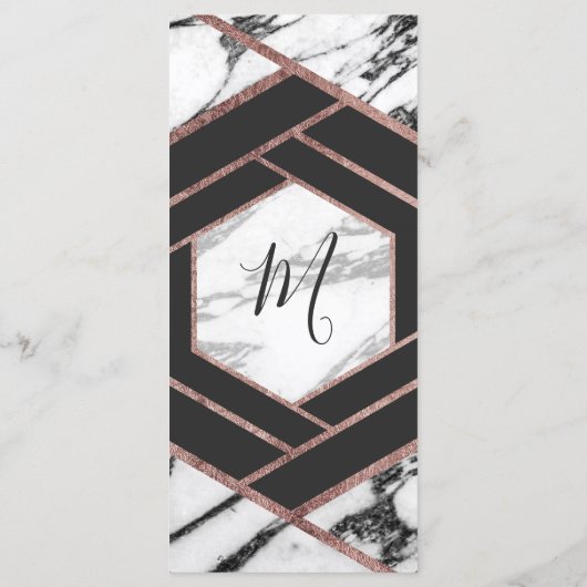 Moderne Marmeren Roos Gouden Trim Hexagon Programm Programma (Achterkant)